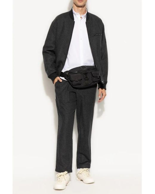 Iceberg Gray Embroidered Bomber Jacket for men