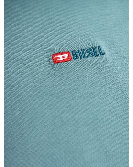 DIESEL Blue Logo-Embroidered T-Shirt for men