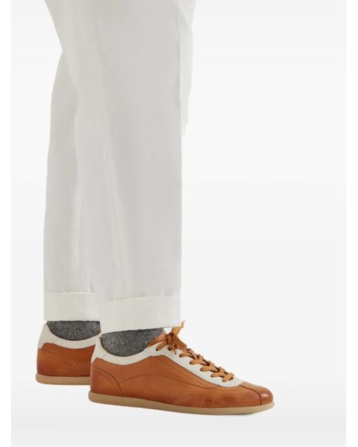 Brunello Cucinelli Sneakers mit Kontrasteinsätzen aus Kalbsleder in Brown für Herren