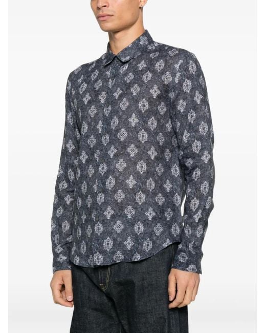 John Varvatos Blue Patterned Shirt for men