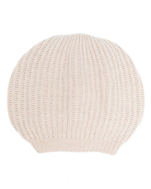 Gentry Portofino Wool Chunky Ribbed-knit Beanie in Natural | Lyst