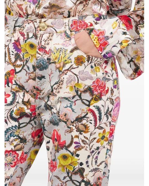 Roberto Cavalli White Florentine Flowers Trousers