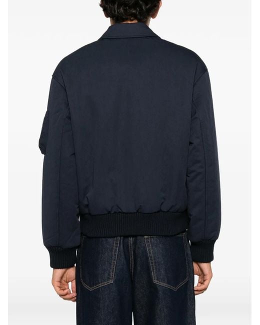 Maison Kitsuné Blue Logo-Patch Bomber Jacket for men