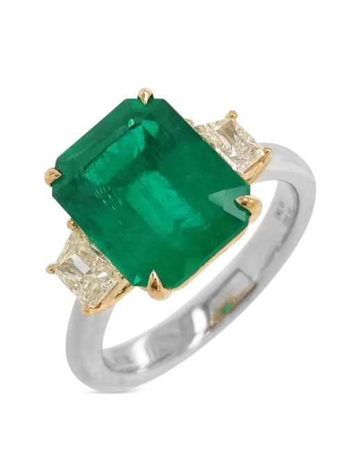 HYT Jewelry Green Emerald And Diamond Ring