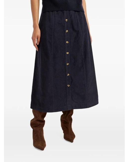 Chinti & Parker Blue Midi Button-Front A-Line Skirt