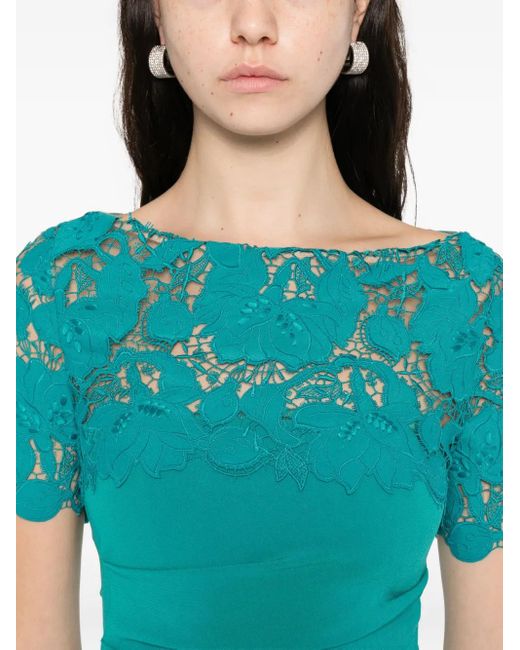 Talbot Runhof Women's Blue Lace-Panel Dress Talbot Runhof Women's Blue Lace-Panel Dress