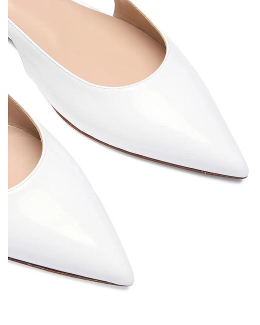 Casadei White Dancer Ankle Strap Flat Pumps