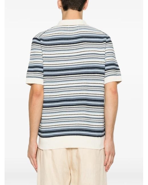 NN07 Blue Nolan 60019 Striped Knitted Shirt for men