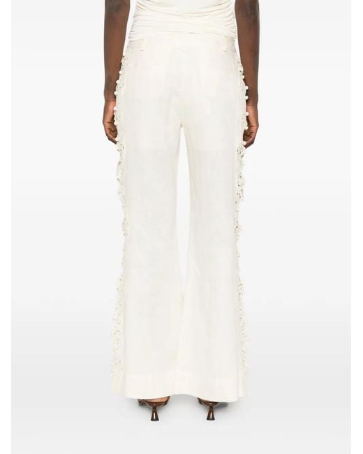 Zimmermann White Awaken Embroidered Trousers
