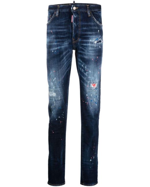 DSquared² Cool Guy Skinny Jeans Met Verfspatten in het Blue voor heren