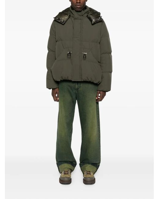 Sacai Green Hooded Drawstring Puffer Jacket for men