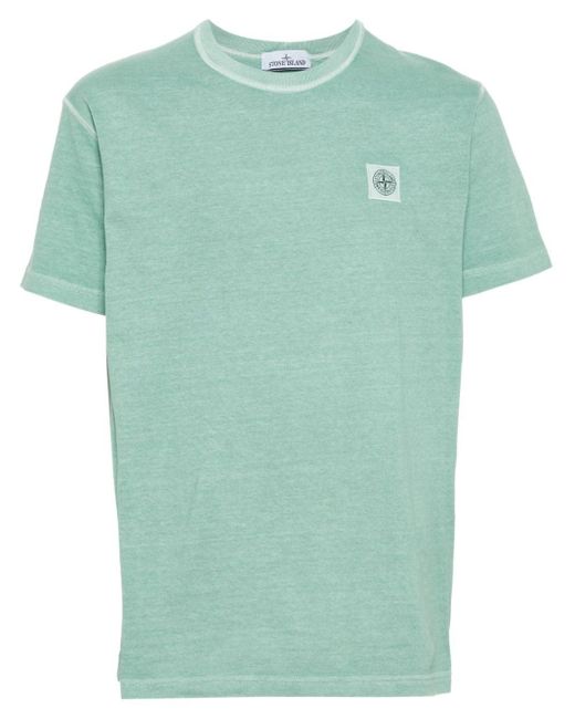 Stone Island Meliertes T-Shirt mit Kompass-Motiv in Green für Herren