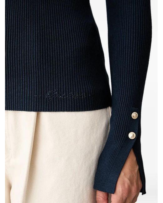 Guess Blue Ribbed-Knit Cardigan
