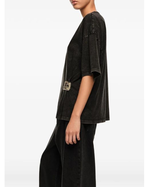 Bimba Y Lola Black Logo-Label T-Shirt