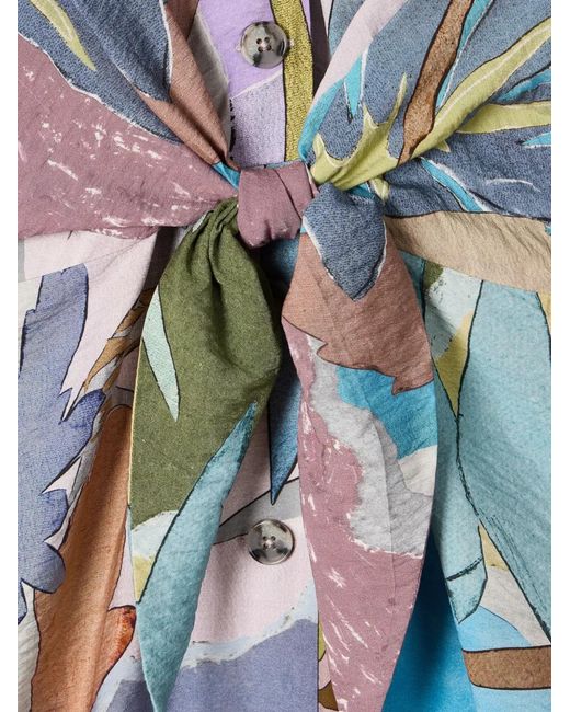 Paul Smith Blue River Collage Graphic-Print Tie-Front Dress