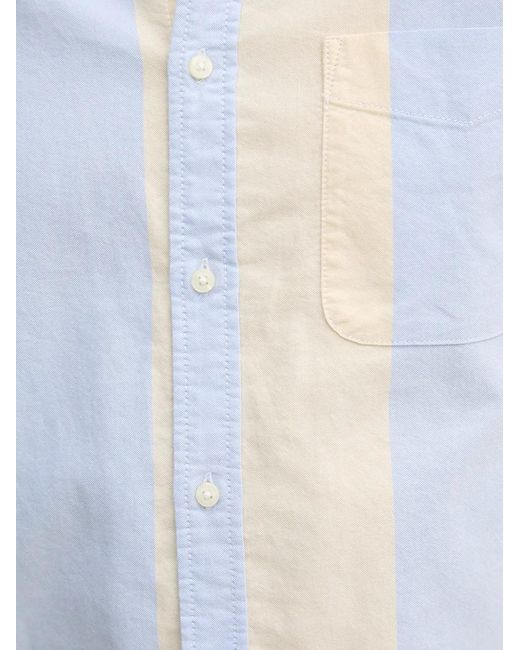Benetton White Striped Button-Down Shirt for men