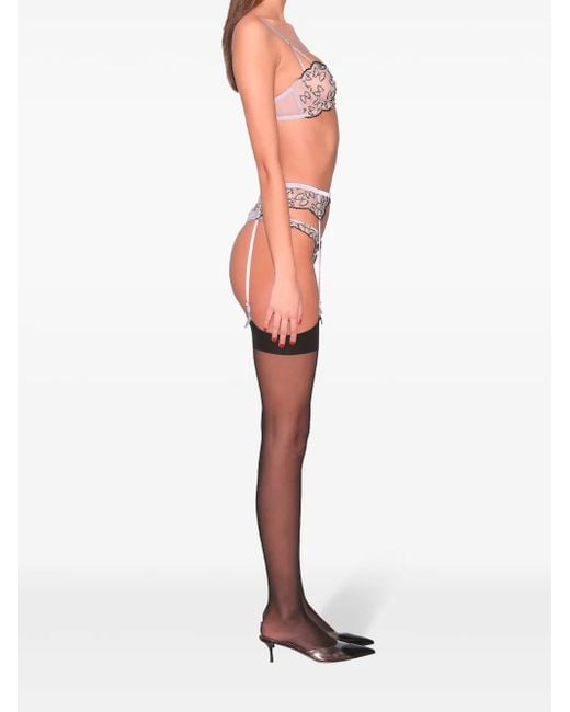 Fleur du Mal White Farfalle Embroidered Thong