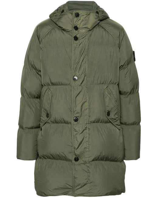Stone Island Green Nylon Padded Parka Coat for men