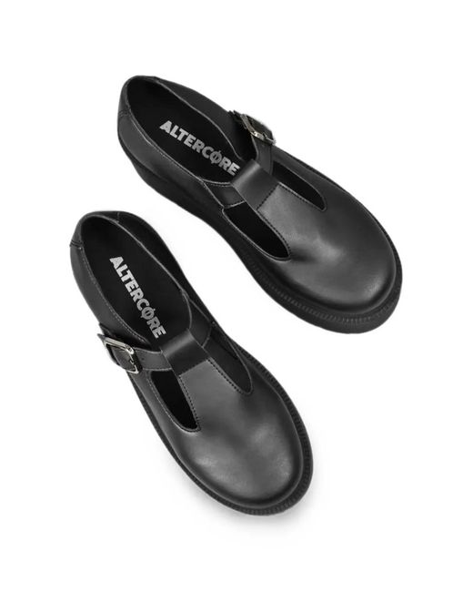 Altercore Black Blair T-Bar Platform Shoes