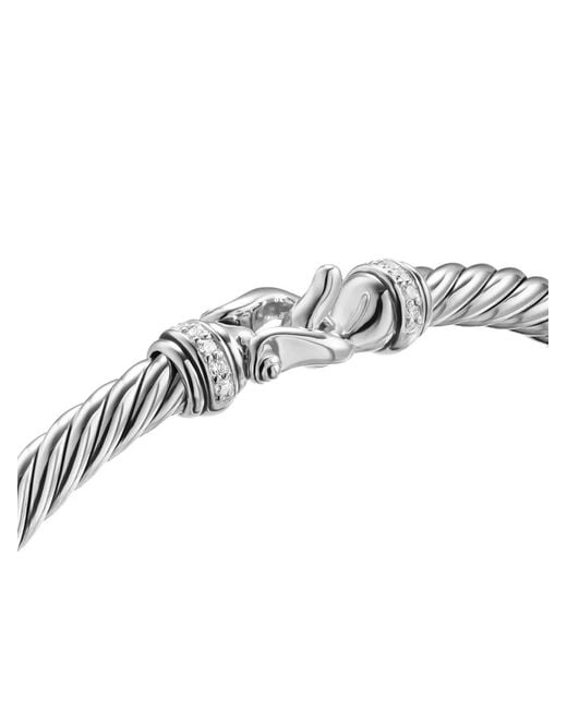 David Yurman White Sterling Cable Flex Diamonds Bracelet