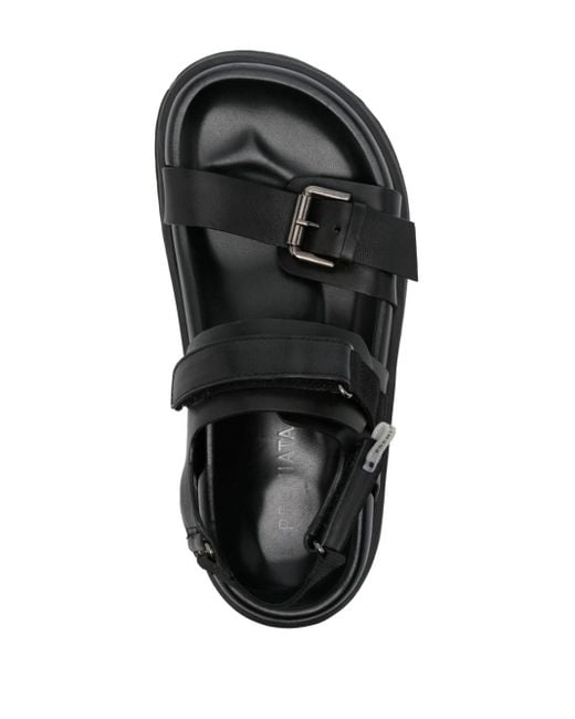Premiata Black Leather Platform Sandals