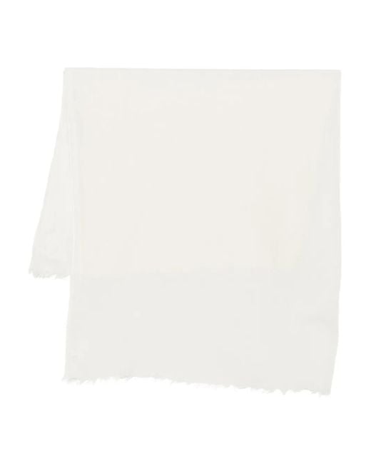 Destin White Frayed Wool Scarf
