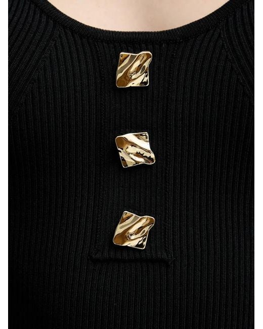 Fracomina Black Button Ribbed Dress