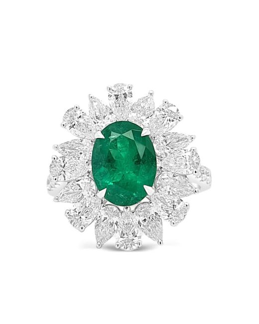 HYT Jewelry エメラルド&ダイヤモンド リング 18kホワイトゴールド Green