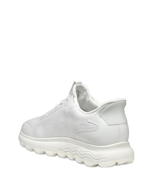 Geox White Spherica Plus Lace-Up Sneakers