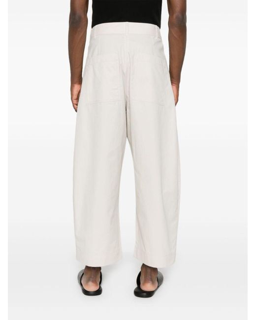 Studio Nicholson White Wide-leg Cropped Trousers for men