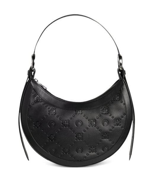 MARINE SERRE Black Embossed-Logo Pattern Handbag