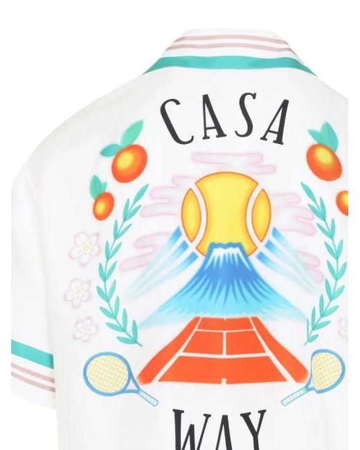 Camicia A Maniche Corte Con Stampa di Casablanca in White da Uomo