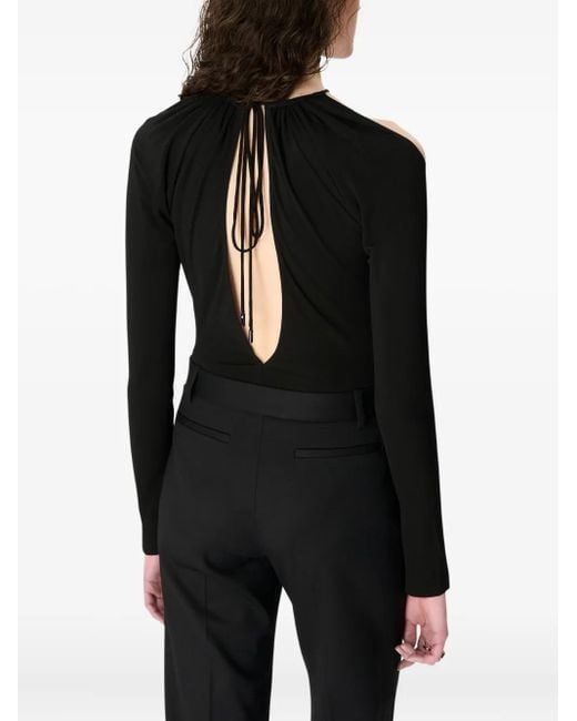 MARINE SERRE Black Draped Keyhole Bodysuit