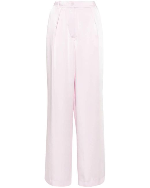 Claudie Pierlot Pink High-waisted Straight-leg Velvet Tailored Trousers