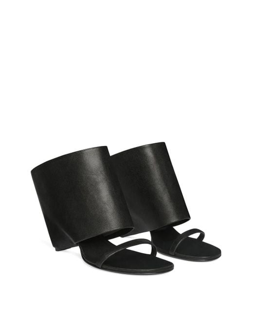 Courreges Black Oblique Sandals With Leather Heel
