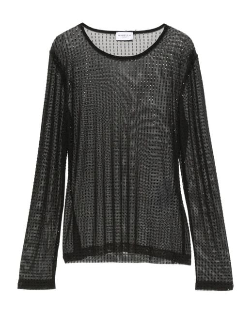 Marella Mesh Blouse in het Black