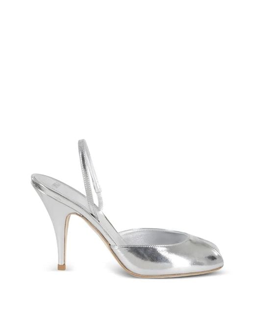 3Juin White Metallic Slingback Pumps
