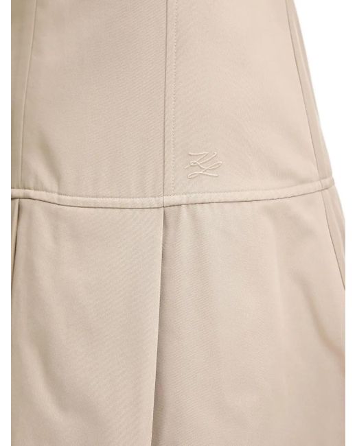 Karl Lagerfeld Natural V-Neck Pleated Mini Dress