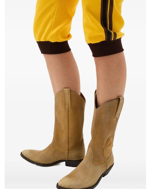 Versace Brown Houston Leather Texan Boots 35 Mm