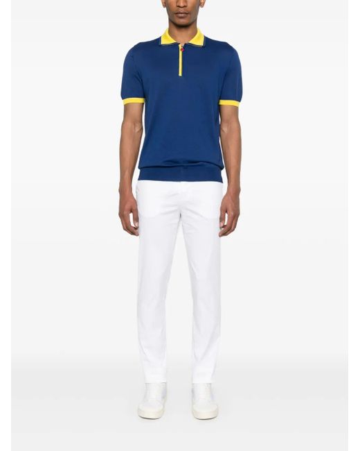 Kiton White Logo-Patch Chinos for men