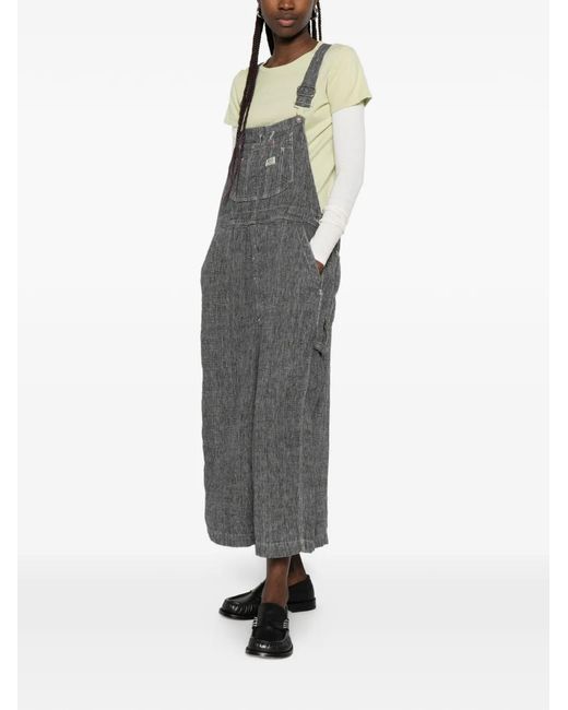 R13 Gray Button Bib Overall