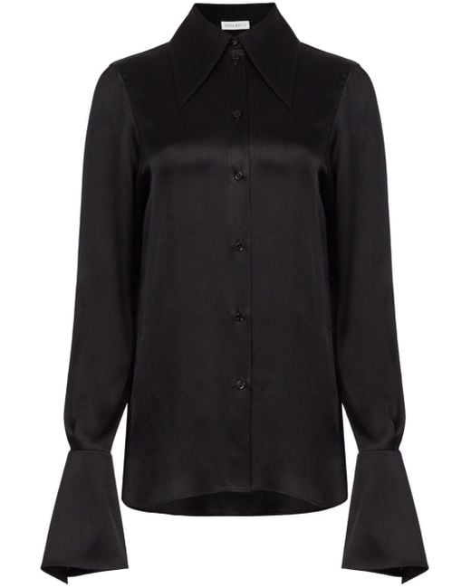 Nina Ricci Black Bell-cuff Satin Shirt