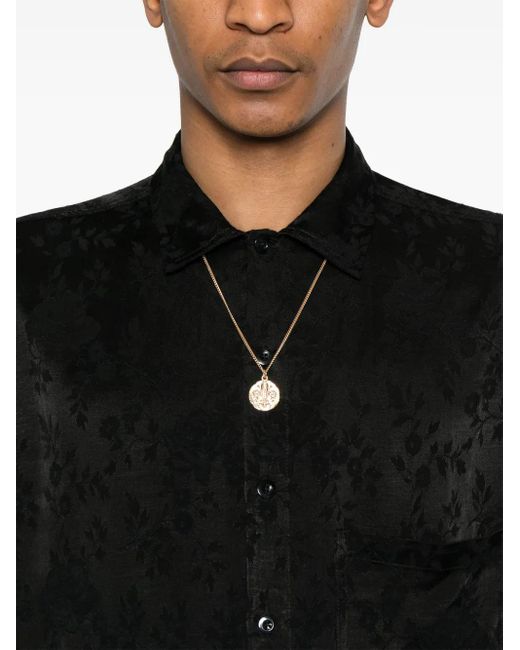 Song For The Mute Black Floral-Jacquard Shirt for men