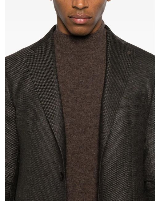 Tagliatore Black Buttoned Patch Pocket Jacket for men