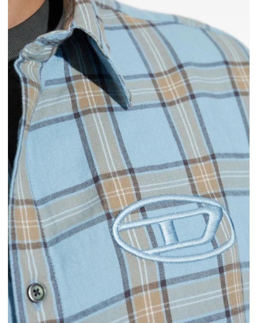 メンズ DIESEL S-simply-ajfi チェック シャツ Blue