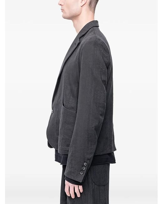The Viridi-anne Gray Herringbone-Pattern Notch-Lapels Blazer for men