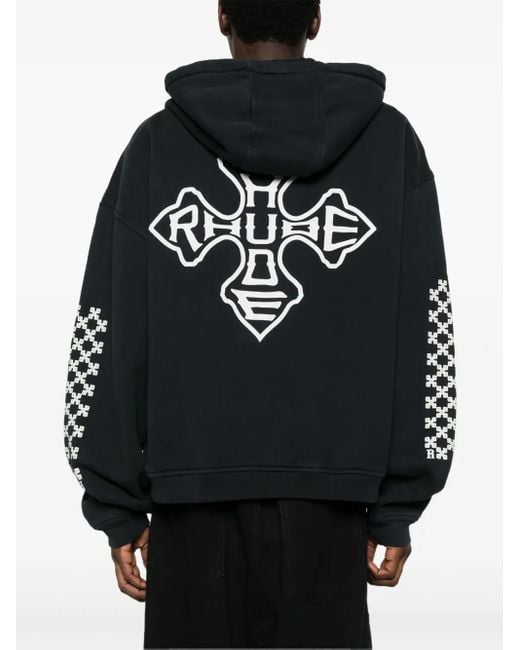 Felpa Cross Con Cappuccio di Rhude in Black da Uomo