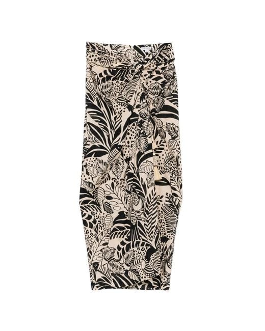 Poupette White Uma Animal-Print Midi Skirt