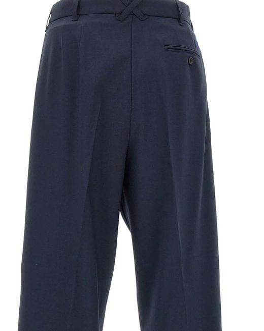 KENZO Blue Pleated Tailored Trousers for men