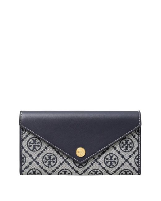 Tory Burch Gray T Monogram Wide Envelope Wallet